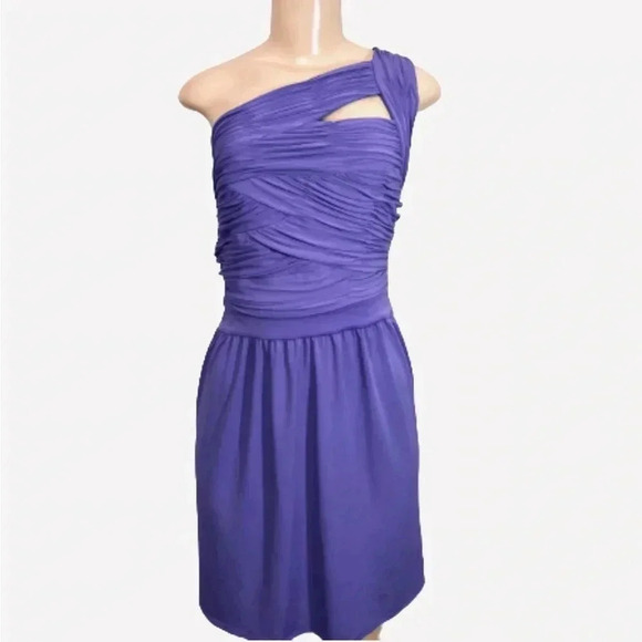 Gianni Bini Dresses & Skirts - GIANNI BINI SMOCKED PURPLE SEMI FORMAL MIDI DRESS STRAPLESS SIZE LARGE